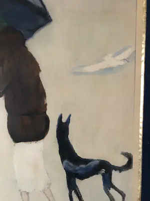 Kees van Dongen - Pochoirdruk - Vrouw met een hond, langs het strand wandelend kopen? Bied vanaf 3950!