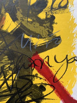 Antoni Tapies - kleurenlitho - 'l'Emerveille merveilleux' - 1973 (Zeer kleine oplage) kopen? Bied vanaf 950!