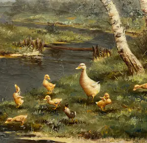 Hendrik Breedveld - Eendenfamilie langs het water kopen? Bied vanaf 135!