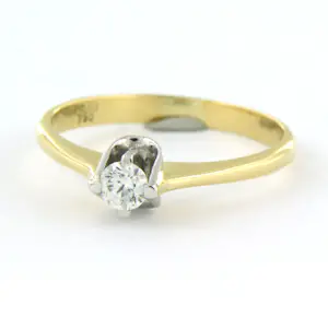 18k bicolour gouden solitair ring met briljant geslepen diamant tot. 0.22ct kopen? Bied vanaf 500!
