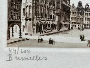 Roger Hebbelinck - Roger Hebbelinck – Grand Place Brussel – handgekleurd – gesigneerd – 44/100 kopen? Bied vanaf 120!