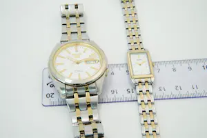 56 - Stalen bicolor Heren en Dames polshorloges met band Seiko kopen? Bied vanaf 30!