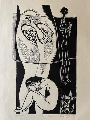 Gene Eggen - Houtsnede, Zonder titel kopen? Bied vanaf 20!