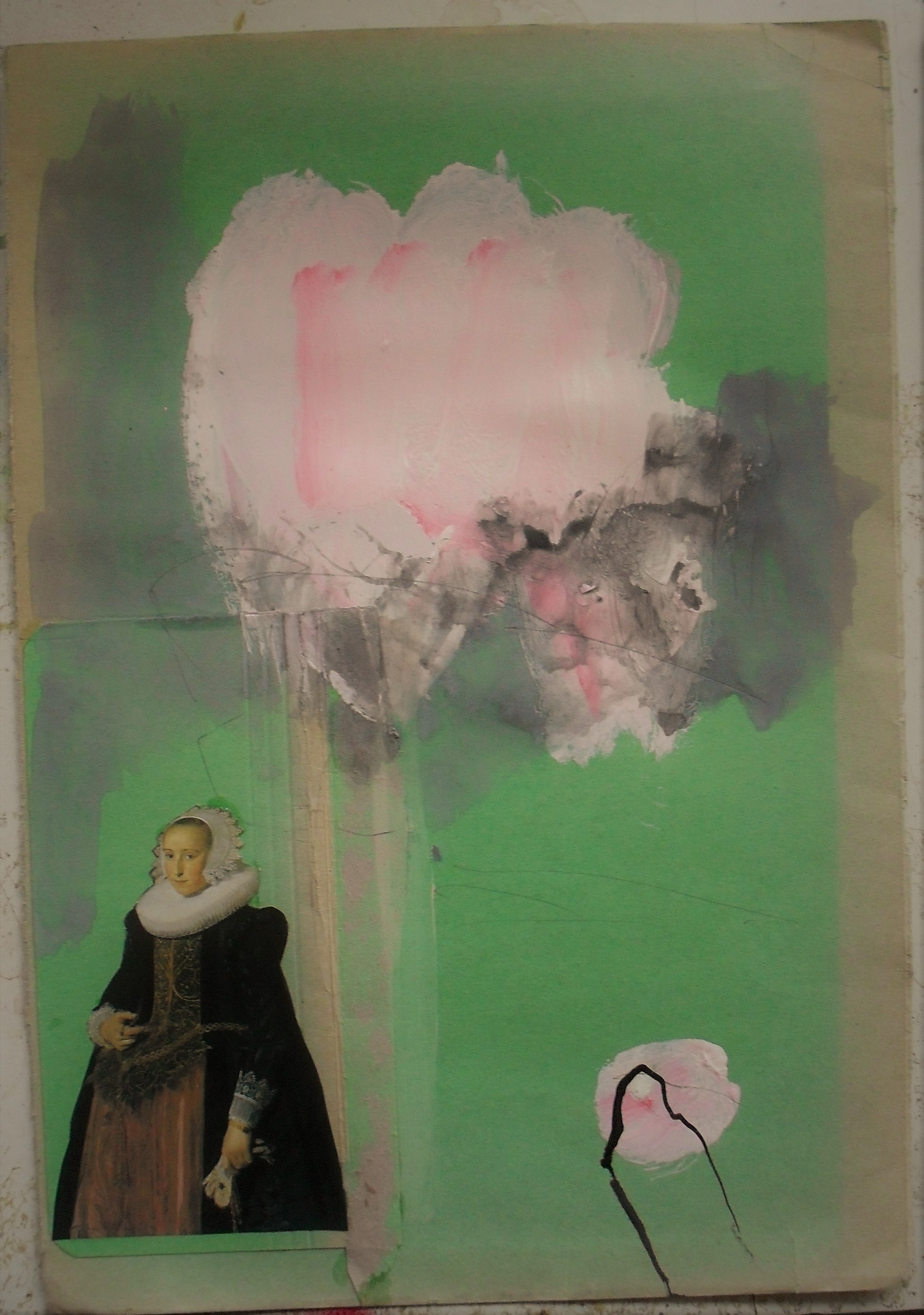 Irene van den Bos - Lady in black and pink cloud kopen? Bied vanaf 1!