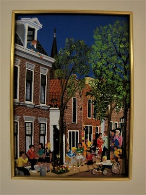 Fred Breebaart - karakteristiek Naïef & zeer gedetailleerd OLIEVERF "stadsgezicht Delft" gesign kopen? Bied vanaf 20!