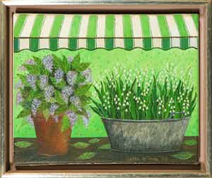 Laetitia de Haas - Olieverf op doek, Stilleven met sneeuwklokjes - Ingelijst verkocht voor € 150!