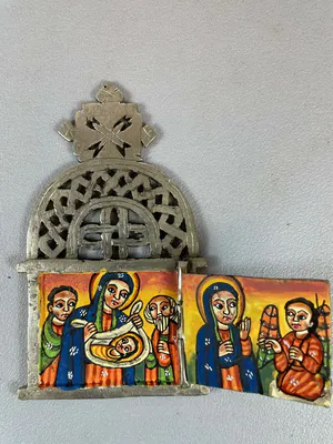 Ethiopie - 220211 - Ethiopian Coptic metall altar with handpainted icon. kopen? Bied vanaf 65!