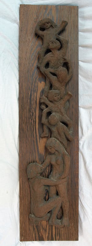 Klaas Pijlman - Chamotte / Aardewerk op paneel , Levensboom - ca. 1970 kopen? Bied vanaf 40!