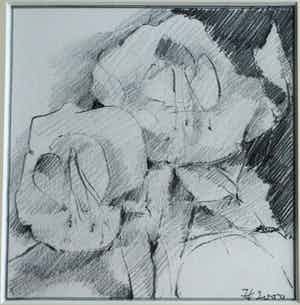 Fon Klement - Ingelijste tekening , Bloemstilleven I - 2000 verkocht voor € 80!