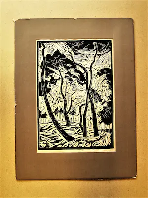 Herman Bieling - GROTE 1923 Kubistische E.A. houtsnede -Oplage slechts 10!! potloodgesigneerd kopen? Bied vanaf 38!