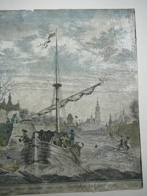 Isaac Tirion - Breda 2x Tirion , grondtekening N vd Meer , Turfschip kopen? Bied vanaf 75!