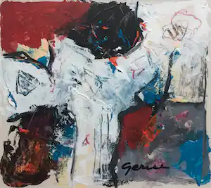 Gerriet Postma - zonder titel - olieverf op papier - ingelijst verkauft für € 185!