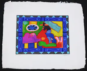 Clemens Briels - Zeefdruk op geschept papier, Mujer pelo azul kopen? Bied vanaf 40!