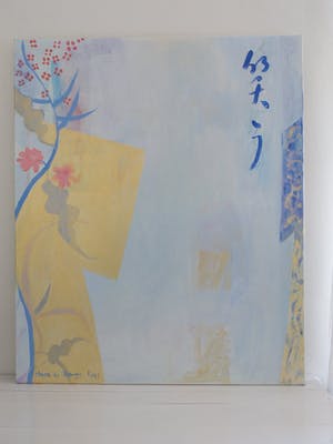 Floor de Bruyn Kops - Witte Duif - zacht pastelkleurig olieverf met goud verf 120x100 kopen? Bied vanaf 295!