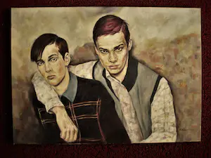 Niet of onleesbaar gesigneerd - Groot Duits? expressionistisch schilderij "jonge mannen" gesigneerd kopen? Bied vanaf 1!
