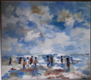 Buy Jelle Hoogstra - (1924-2003) - Z.T. Strandgezicht met mensen? Bid from 75!