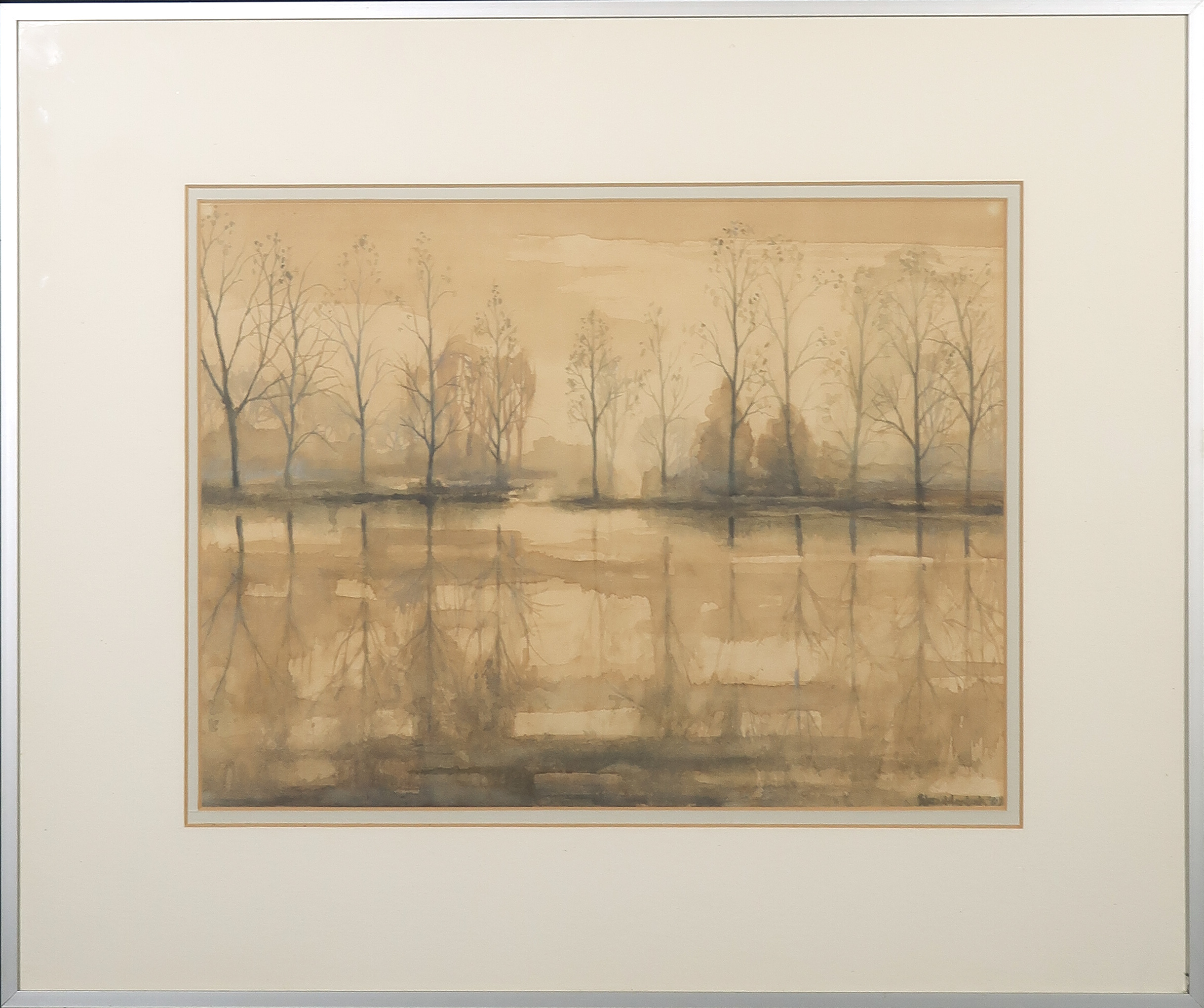 Sjoerdtje Mulder-Hak - Aquarel, Zonder titel - Ingelijst verkocht voor € 70!