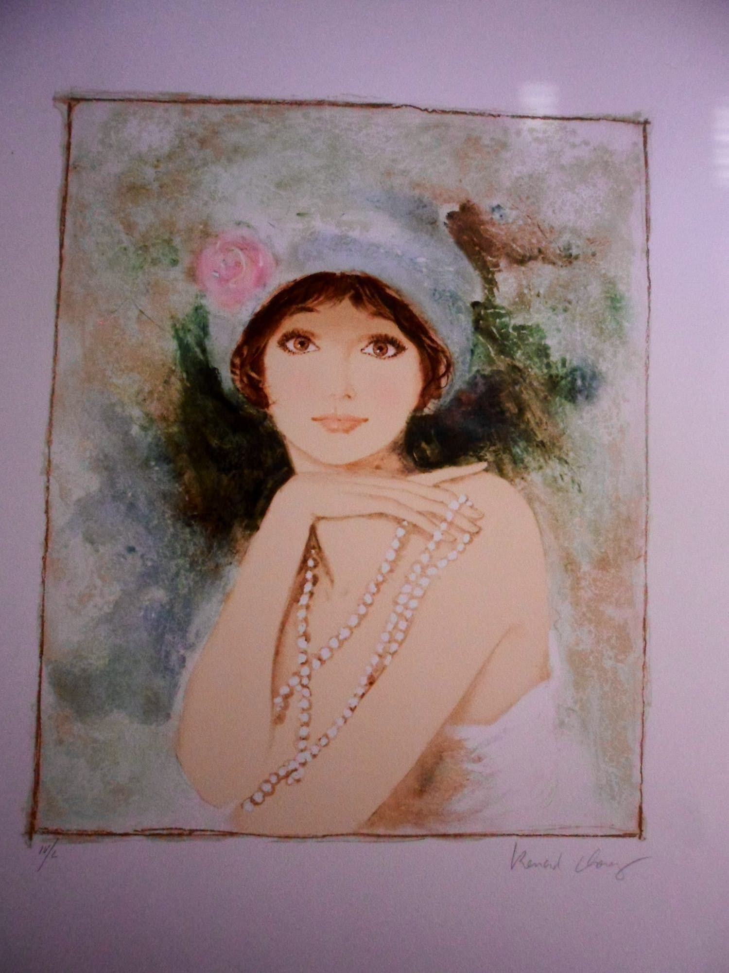Bernard Charoy - Litho, Meisje met parelsnoer verkocht voor € 35!