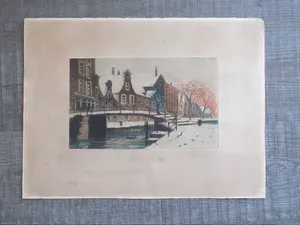 Jacques Gorus - portret van een man en daarbij een stadsgezicht (zie de foto's) kopen? Bied vanaf 13!