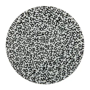 Keith Haring - Handgeschilderd porseleinen verzamelbord wit/zwart (Limited Edition) kopen? Bied vanaf 150!