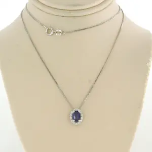 14k gouden collier en hanger met saffier en briljant geslepen diamant kaufen? Bieten Sie von 235!