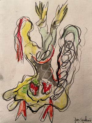 Jan Sierhuis - Acryl/Krijt op geschept papier kopen? Bied vanaf 1!