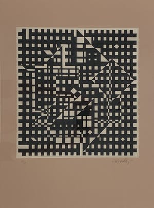 Victor Vasarely - gemengde techniek ets/zeefdruk - 'Aguia II' - 1965 (GROOT WERK) kopen? Bied vanaf 575!
