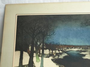 Roger Hebbelinck - naar Albert Saverys - Kleurenets , Paysage d’Hiver / Winterlandschap - GROOT kopen? Bied vanaf 10!