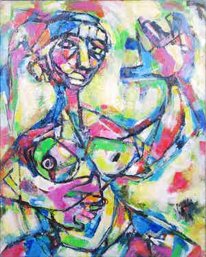 Christine Spierings - Olieverf op doek, Zonder titel (Groot) verkocht voor € 1!