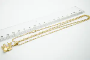 19- Lang & zo goed als nieuw 18Krt gouden anker collier met fraaie Haai hanger kopen? Bied vanaf 480!