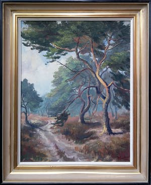 Niet of onleesbaar gesigneerd - olieverf - Bosgezicht/bospad - ingelijst - 20760 kopen? Bied vanaf 1!