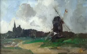 Herman Moerkerk - Hollands impressionistisch landschap kopen? Bied vanaf 150!