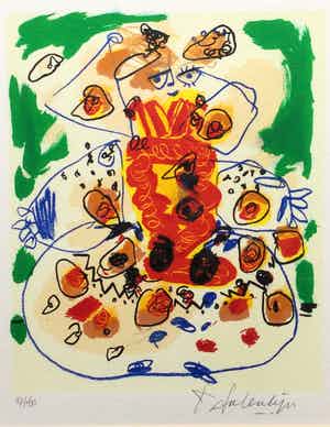 Kees Salentijn - C5135-D13, Geabstraheerde figuur verkocht voor € 75!