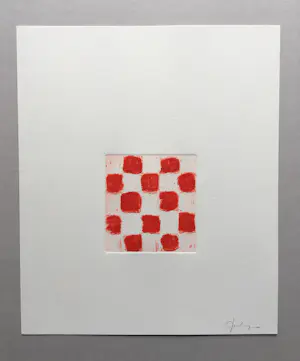 JCJ VANDERHEYDEN - handgesigneerde ets - 'Red checkerboard' - 2011. kopen? Bied vanaf 350!