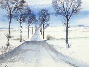 Niet of onleesbaar gesigneerd - Aquarel, Weggetje kopen? Bied vanaf 1!