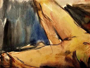 Bob ten Hoope - Grote expressionistische Aquarel "Naakte vrouw liggend op bed" gesigneerd kopen? Bied vanaf 63!