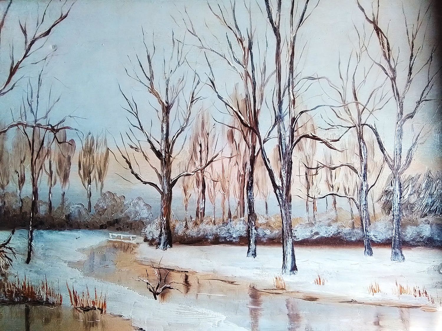 Niet of onleesbaar gesigneerd - Winterzicht aan rivier kopen? Bied vanaf 1!