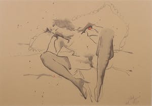 Henny van der Vegt - Penseeltekening, Liggend naakt - Ingelijst kopen? Bied vanaf 50!