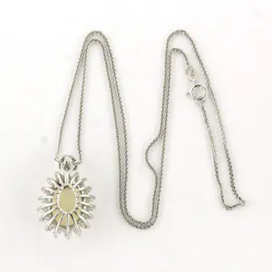 14k witgouden collier en hanger met opaal en briljant geslepen diamant 0.54ct kopen? Bied vanaf 700!