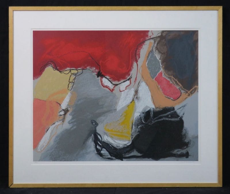 Henk van Vessem - Kleurenzeefdruk ROOD/GRIJS INGELIJST!!! verkocht voor € 80!