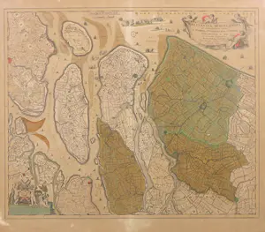 Nicolaes Visscher - Gravure, Kaart 'Delflandia Schielandia' - Ingelijst kopen? Bied vanaf 1!