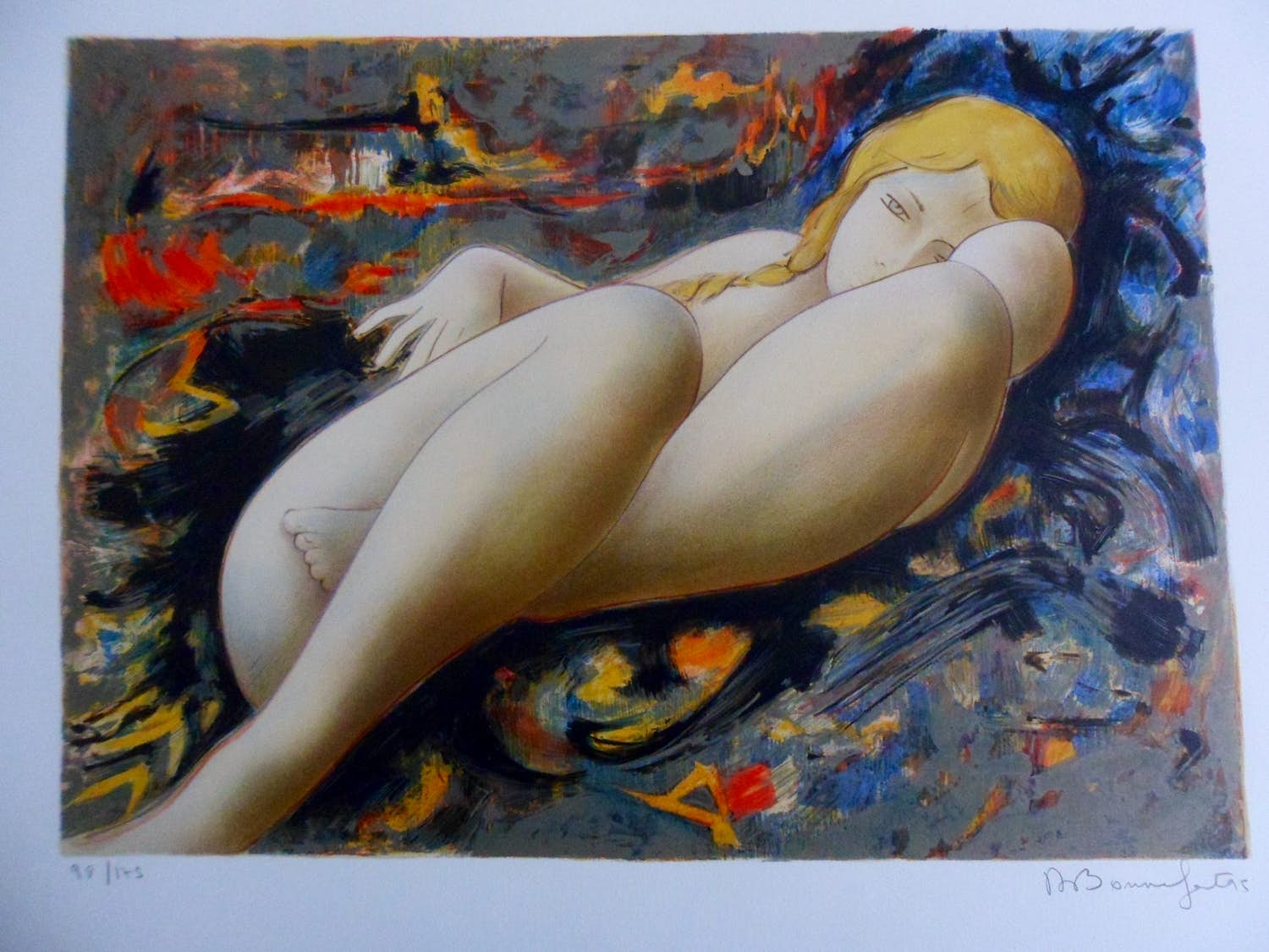 Alain Bonnefoit - Litho, Liggend vrouw. verkocht voor € 40!