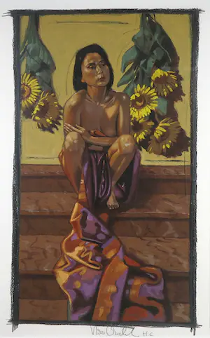 Nico Vrielink - Zeefdruk, Gehurkte vrouw - Ingelijst (Groot) kopen? Bied vanaf 100!