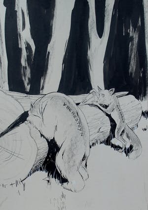 Piet van der Hem - tekening (aquarel/inkt) - het erfpachtstelsel in den Haagschen raad - 1929 kopen? Bied vanaf 125!