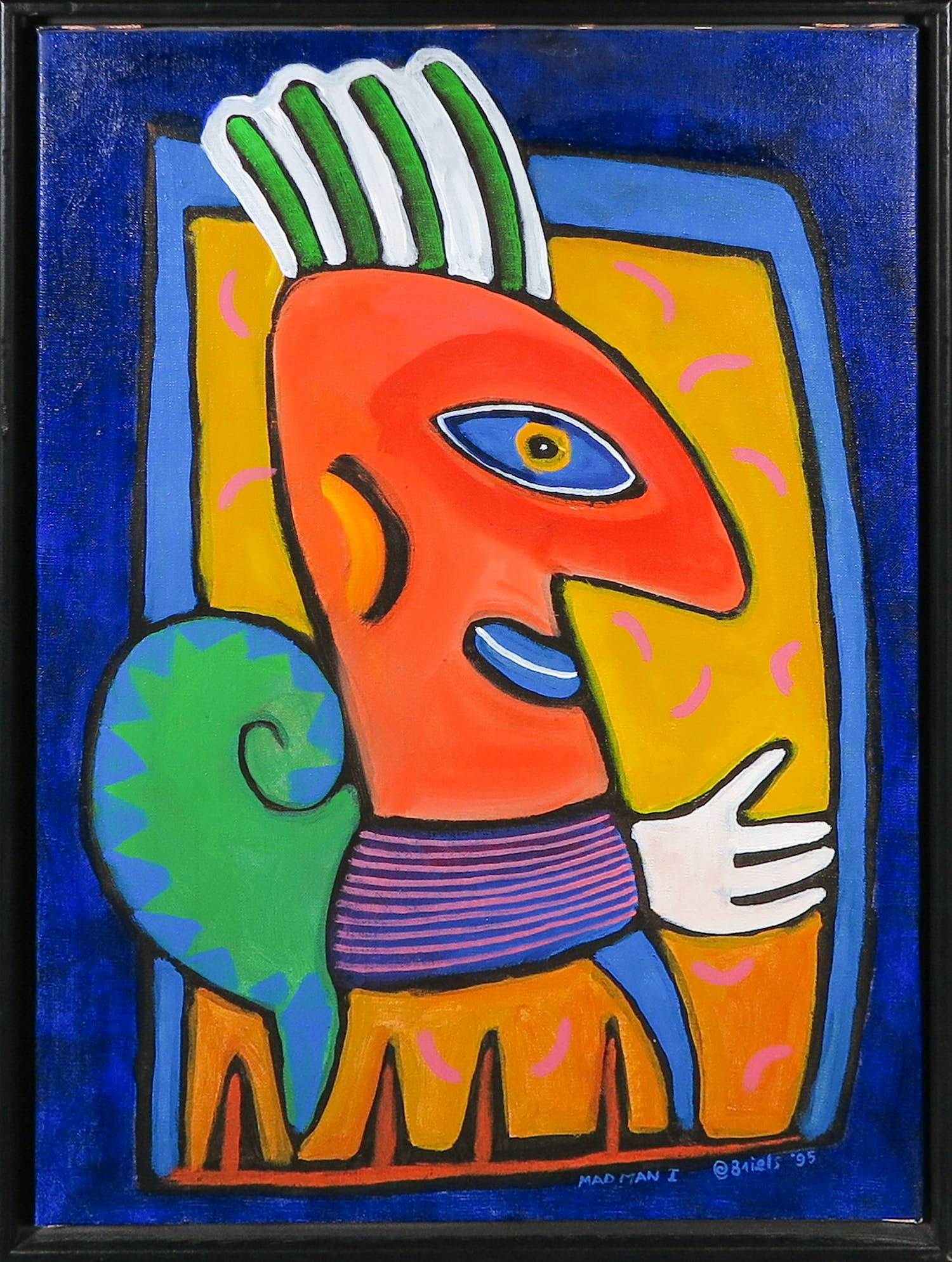 Clemens Briels - Acryl op doek, Mad man one - Ingelijst verkocht voor € 1!