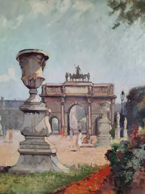 Henri van Os-Delhez - Tuilerieën en Arc de Triomphe du Carrousel, Parijs. kopen? Bied vanaf 340!
