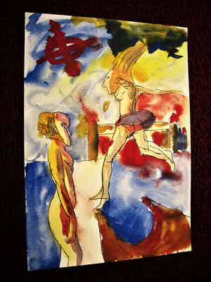 Peter Klashorst - 1982 "Nieuwe Wilden" periode - Gouache op papier - naakten - gesigneerd verkocht voor € 68!