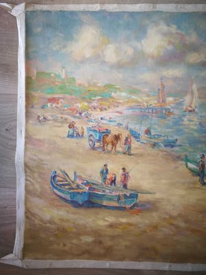 Klaas de Poel - Strandgezicht met zeilboten kopen? Bied vanaf 69!