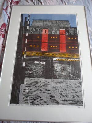 Piet Lont - Houtsnede op Japans papier. Titel. " De Zwijger Amsterdam Oost". kopen? Bied vanaf 40!