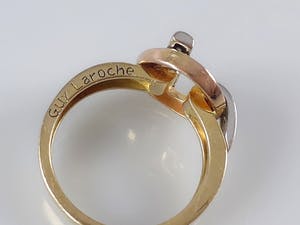 18k tri-colour gouden ring Guy La Roche met  0.28 ct diamanten - ringmaat 17 kopen? Bied vanaf 360!